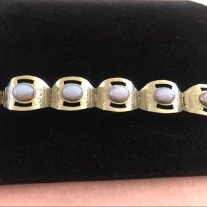 Vintage Sterling Silver Taxco Hecho Mexico Dragons Breath Opal Bracelet